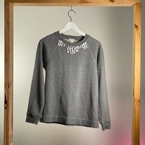 JCREW Gray sweat shirt with embellished neckline